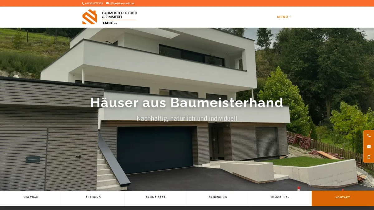 Website von Bau Tadic, von R11 Web und Media umgesetzt