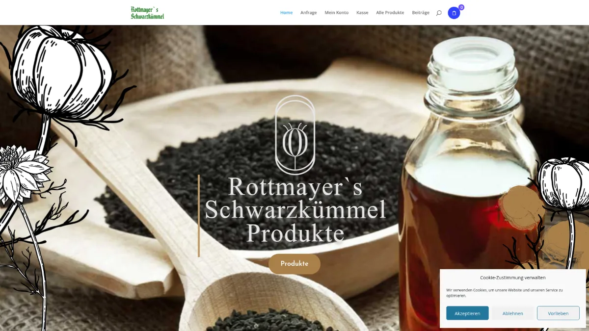 Website von Rottmayer’s Schwarzkümmelprodukte, von R11 Web und Media umgesetzt